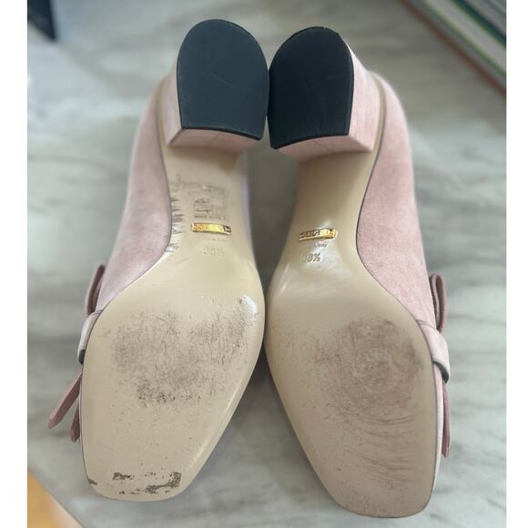 Gucci Double GG Marmont Blush Pink Suede Fringe Loafer Pump - Picture 6 of 15